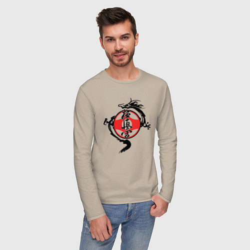 Мужской лонгслив Karate kyokushin - dragon / Миндальный – фото 3