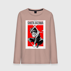 Лонгслив хлопковый мужской Моя геройская академия Сёта Айдзава, цвет: пыльно-розовый