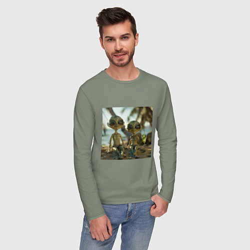 Мужской лонгслив Пришельцы на релаксе / Авокадо – фото 3