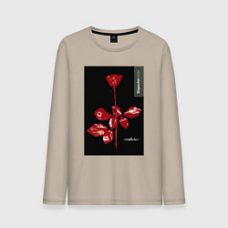Лонгслив хлопковый мужской Depeche mode rose, цвет: миндальный