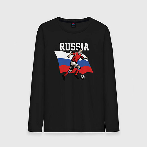 Мужской лонгслив Футболист России / Черный – фото 1