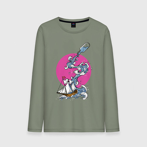 Мужской лонгслив Море из бутылки / Авокадо – фото 1