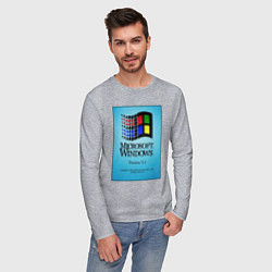 Лонгслив хлопковый мужской Windows 3, цвет: меланж — фото 2