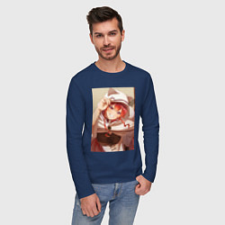 Лонгслив хлопковый мужской Реинкарнация безработного Эрис Бореас Грейрат кошк, цвет: тёмно-синий — фото 2