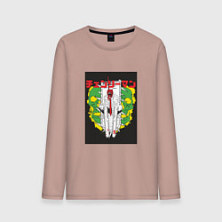 Лонгслив хлопковый мужской Человек-бензопила Денджи бензопила, цвет: пыльно-розовый