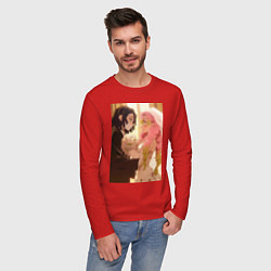 Лонгслив хлопковый мужской Клинок, рассекающий демонов Обанай Игуро, цвет: красный — фото 2