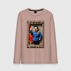 Лонгслив хлопковый мужской Вязанный Сталин грозит пальцем - детское творчеств, цвет: пыльно-розовый