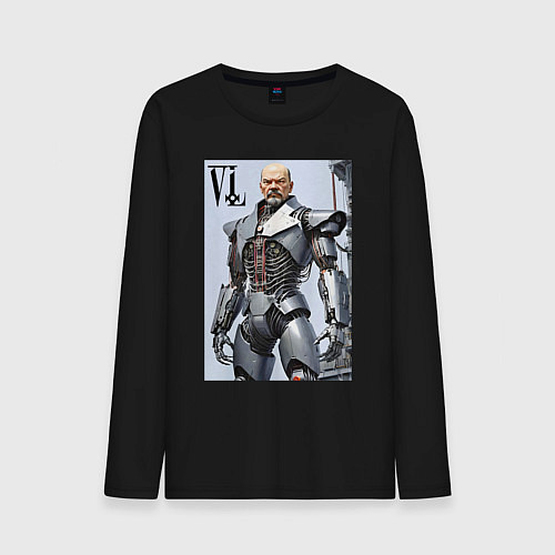 Мужской лонгслив Vladimir Lenin - cyberpunk fantasy / Черный – фото 1
