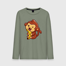 Лонгслив хлопковый мужской Monkey banana, цвет: авокадо