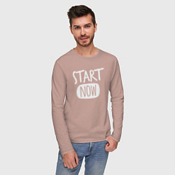 Лонгслив хлопковый мужской Начать сейчас, цвет: пыльно-розовый — фото 2