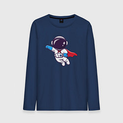 Лонгслив хлопковый мужской Супер космонавт, цвет: тёмно-синий