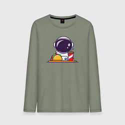 Лонгслив хлопковый мужской Космический фастфуд, цвет: авокадо