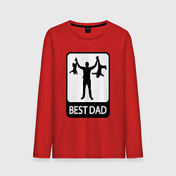 Лонгслив хлопковый мужской Best dad, цвет: красный