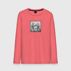 Лонгслив хлопковый мужской Боевые лягушки, цвет: коралловый