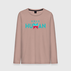 Лонгслив хлопковый мужской Once human logo, цвет: пыльно-розовый