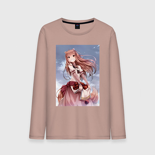 Мужской лонгслив Волчица и пряности арт Холо / Пыльно-розовый – фото 1