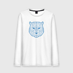 Лонгслив хлопковый мужской Кибер тигр, цвет: белый