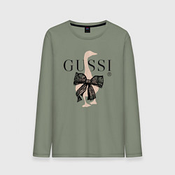 Лонгслив хлопковый мужской Гусси - бант, цвет: авокадо