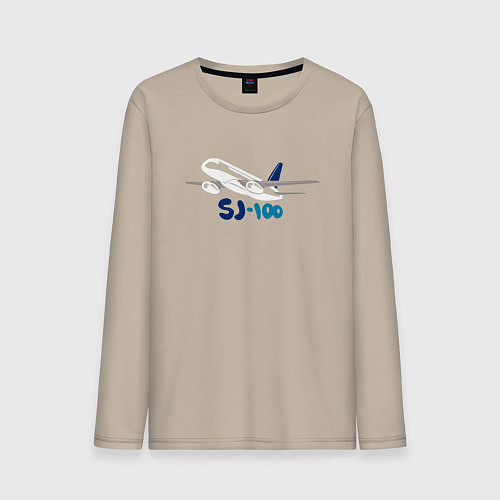 Мужской лонгслив Сухой Суперджет 100 цветной с надписью / Миндальный – фото 1