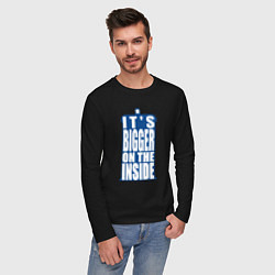Лонгслив хлопковый мужской Its bigger on the inside, цвет: черный — фото 2