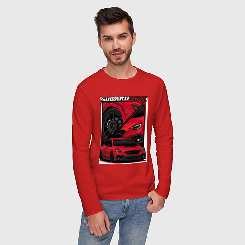 Мужской лонгслив Автомобиль Subaru WRX / Красный – фото 3