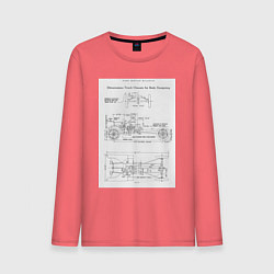 Лонгслив хлопковый мужской Ford чертежи автомобиля, цвет: коралловый