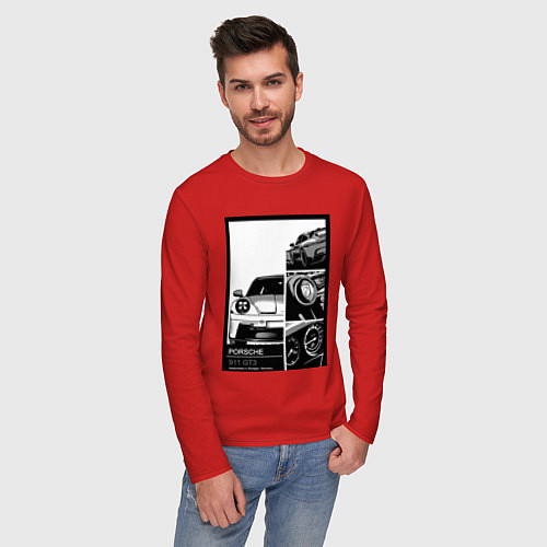 Мужской лонгслив Porsche 911 автомобиль / Красный – фото 3