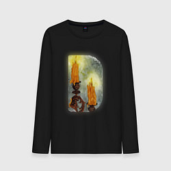 Лонгслив хлопковый мужской Две свечи на подсвечнике, цвет: черный