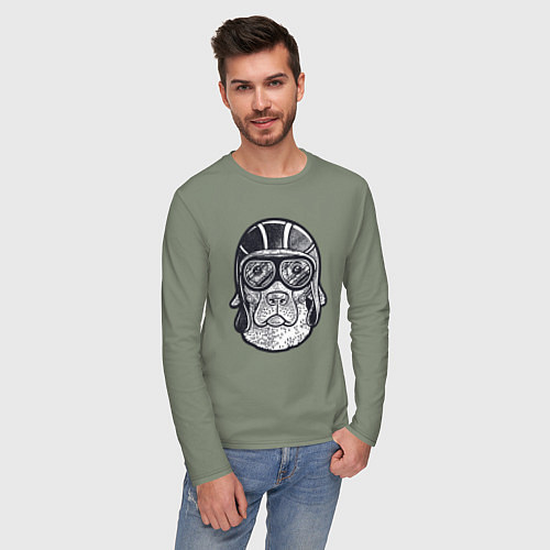 Мужской лонгслив Пёс авиатор / Авокадо – фото 3