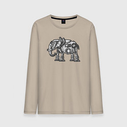 Лонгслив хлопковый мужской Механический слон, цвет: миндальный