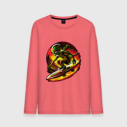 Лонгслив хлопковый мужской Космический скейтер, цвет: коралловый