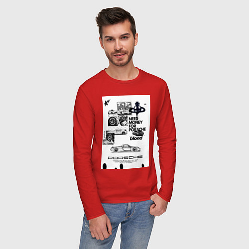 Мужской лонгслив Porsche автомобиль / Красный – фото 3