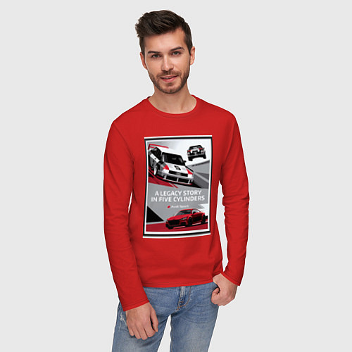Мужской лонгслив Audi Sport автомобиль / Красный – фото 3