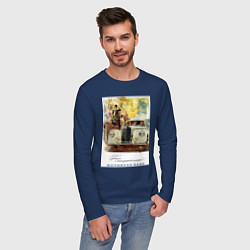 Лонгслив хлопковый мужской Mercedes-benz ретро автомобиль, цвет: тёмно-синий — фото 2