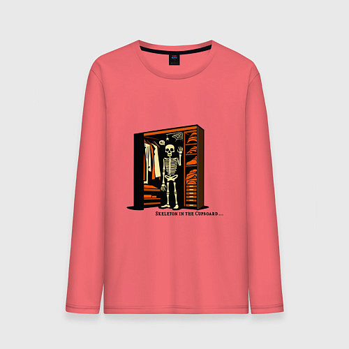 Мужской лонгслив Скелет в шкафу / Коралловый – фото 1