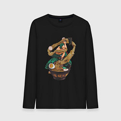 Лонгслив хлопковый мужской One piece Зоро Zoro удон, цвет: черный
