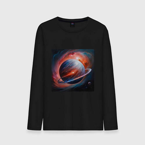 Мужской лонгслив Огненная планета / Черный – фото 1
