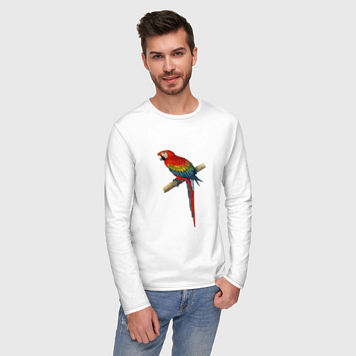 Мужской лонгслив Попугай ara macaw / Белый – фото 3