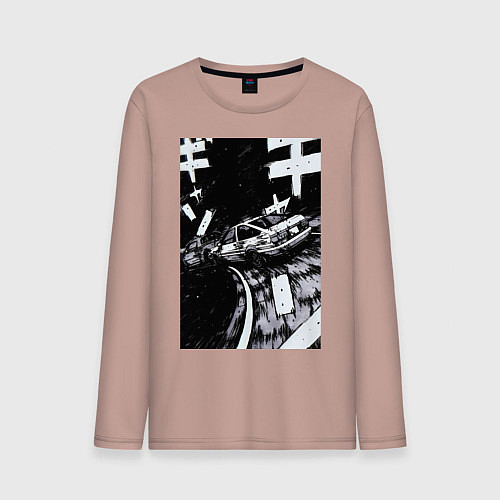 Мужской лонгслив Гонки манга / Пыльно-розовый – фото 1