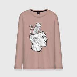 Лонгслив хлопковый мужской Мартышка в голове, цвет: пыльно-розовый
