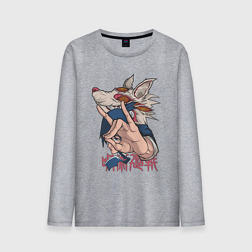 Мужской лонгслив Человек-бензопила Аки Хаякава лис / Меланж – фото 1
