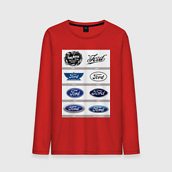 Лонгслив хлопковый мужской Ford логотип, цвет: красный