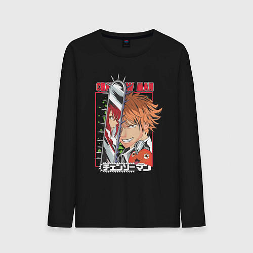 Мужской лонгслив Человек-бензопила Денджи Макима Почита / Черный – фото 1