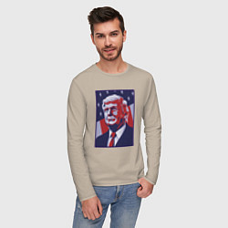 Лонгслив хлопковый мужской Дональд Трамп, цвет: миндальный — фото 2