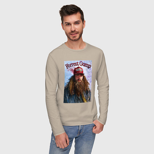 Мужской лонгслив Форест Гамп - Том Хэнкс / Миндальный – фото 3