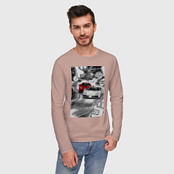 Лонгслив хлопковый мужской Lamborghini initial d, цвет: пыльно-розовый — фото 2