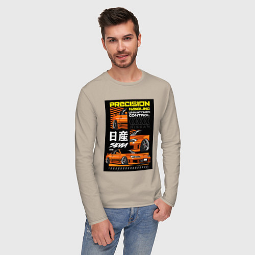 Мужской лонгслив Nissan Silvia авто / Миндальный – фото 3