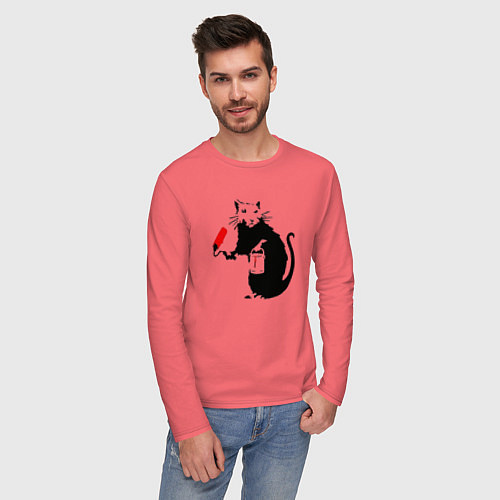 Мужской лонгслив Banksy rat / Коралловый – фото 3