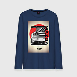 Лонгслив хлопковый мужской Mazda rx-7 автомобиль гоночный jdm, цвет: тёмно-синий