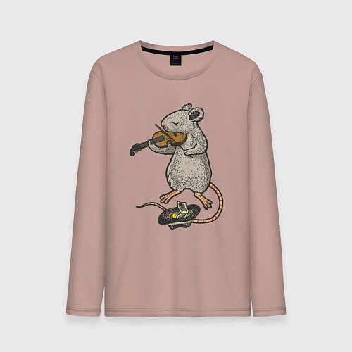 Мужской лонгслив Мышонок скрипач / Пыльно-розовый – фото 1